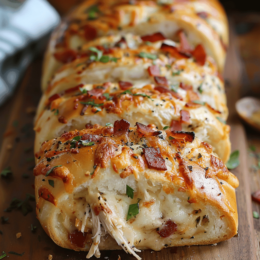 Chicken Bacon Ranch Stromboli with Crispy Thin Crust and Mozzarella