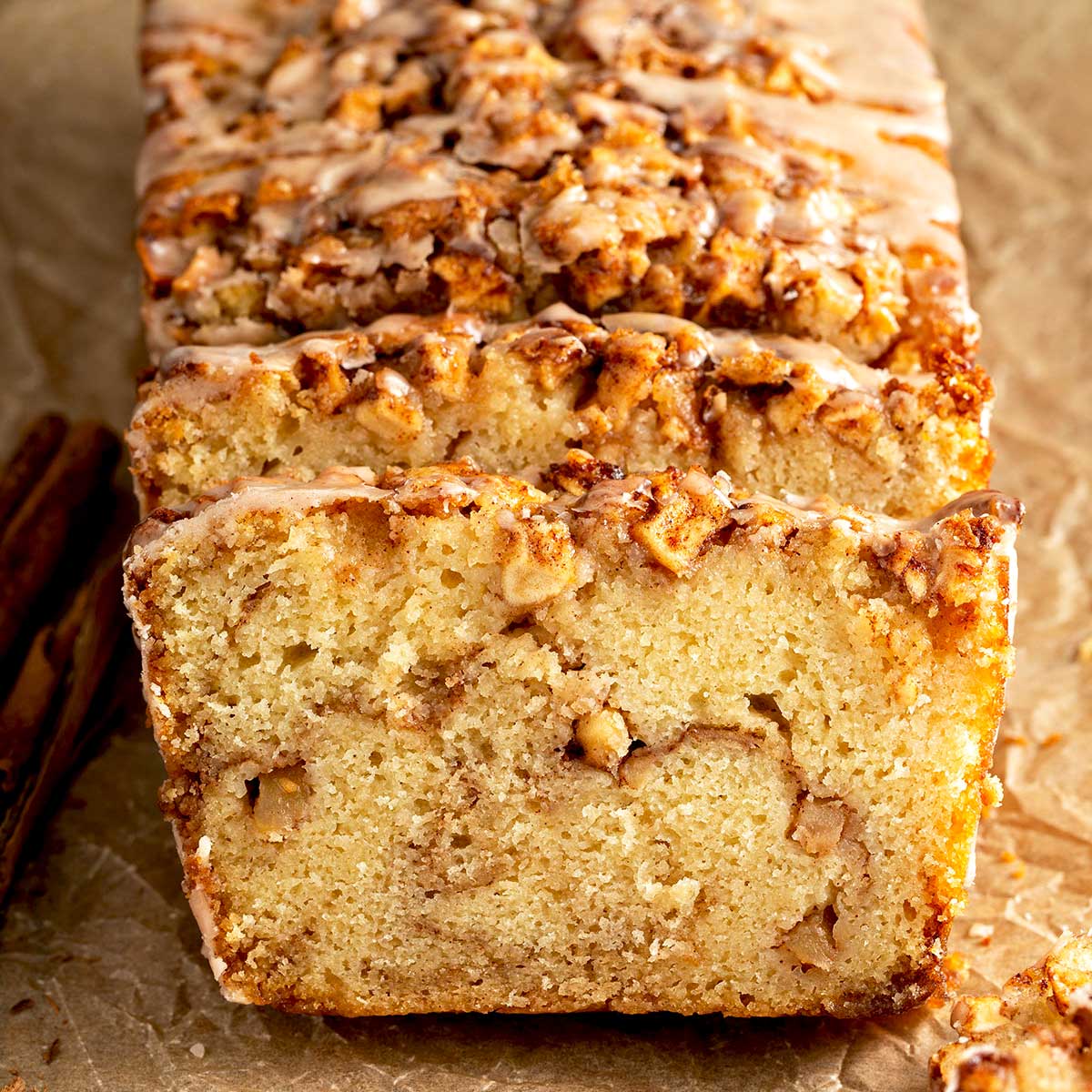 Cinnamon Apple Bread with Brown Sugar Swirl and Cinnamon Glaze