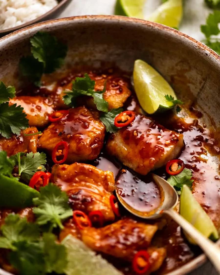 Chilli Lime Fish with Syrupy Spicy Lime Sauce