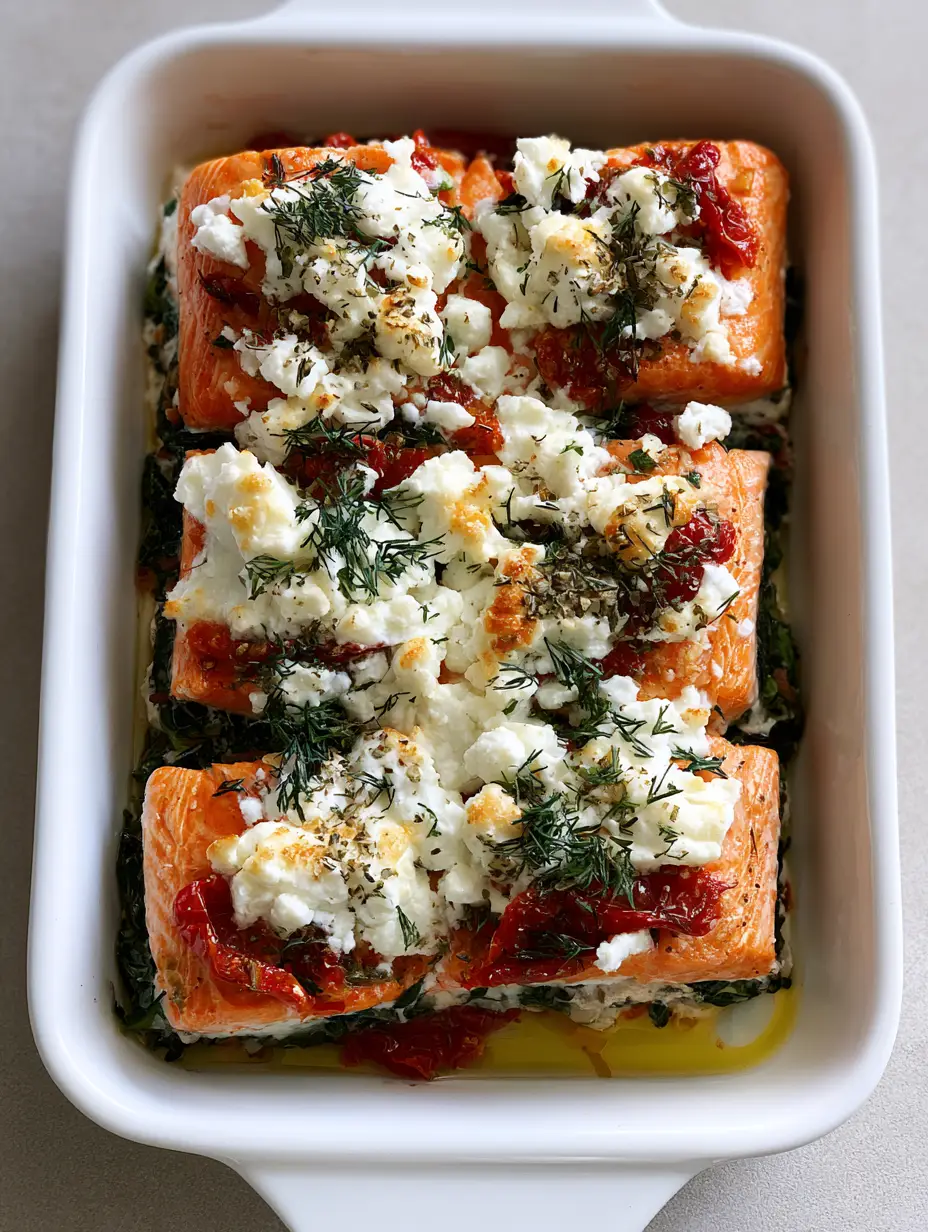 Mediterranean Baked Salmon with Sun-Dried Tomatoes and Feta