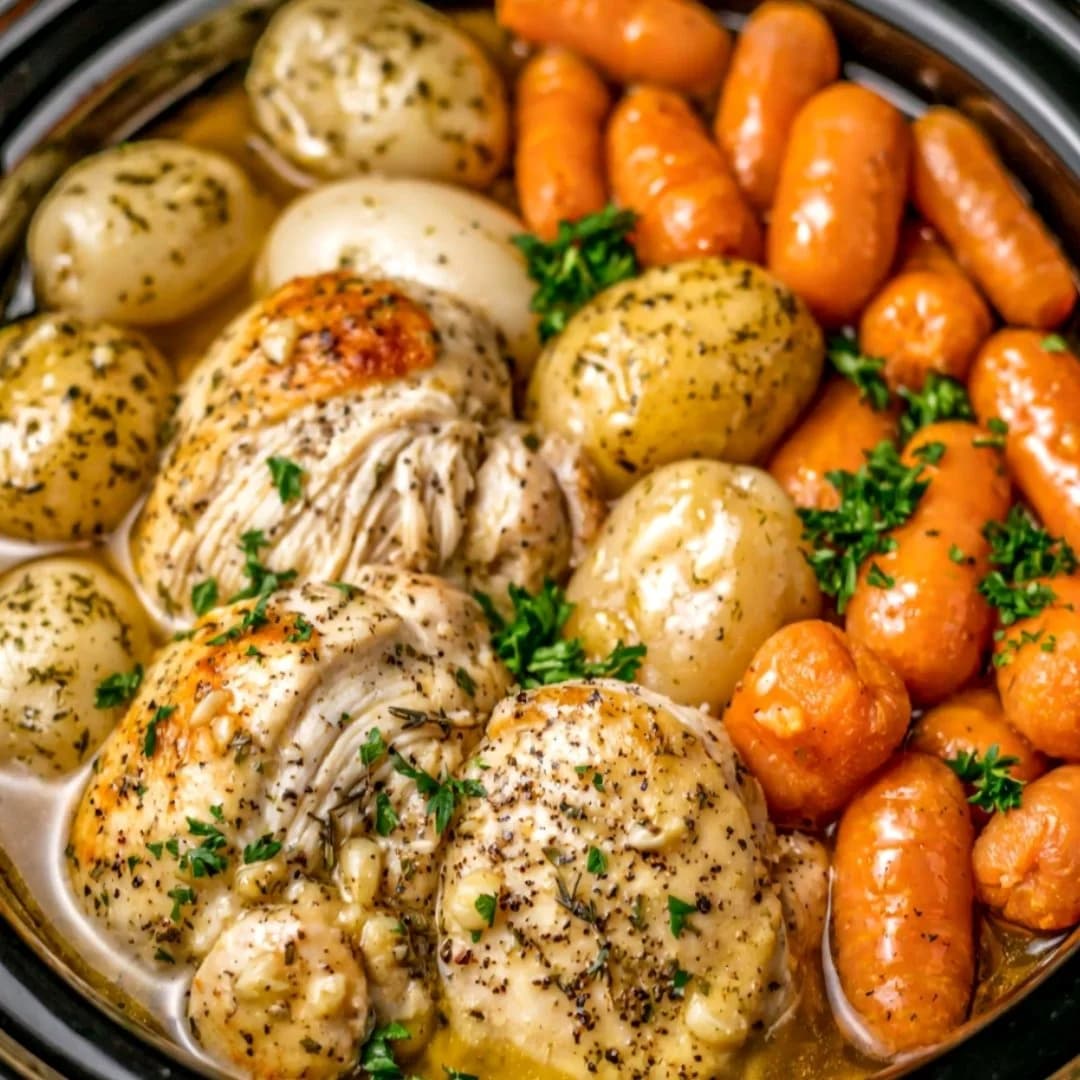 Easy Crockpot Garlic Herb Chicken with Tender Veggies for Cozy Nights