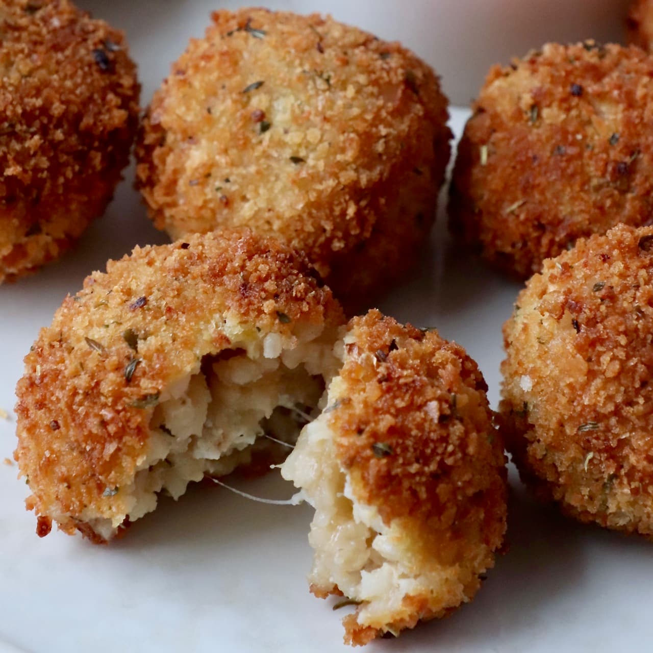 Italian Arancini with Crispy Panko Shell and Creamy Cheese Center
