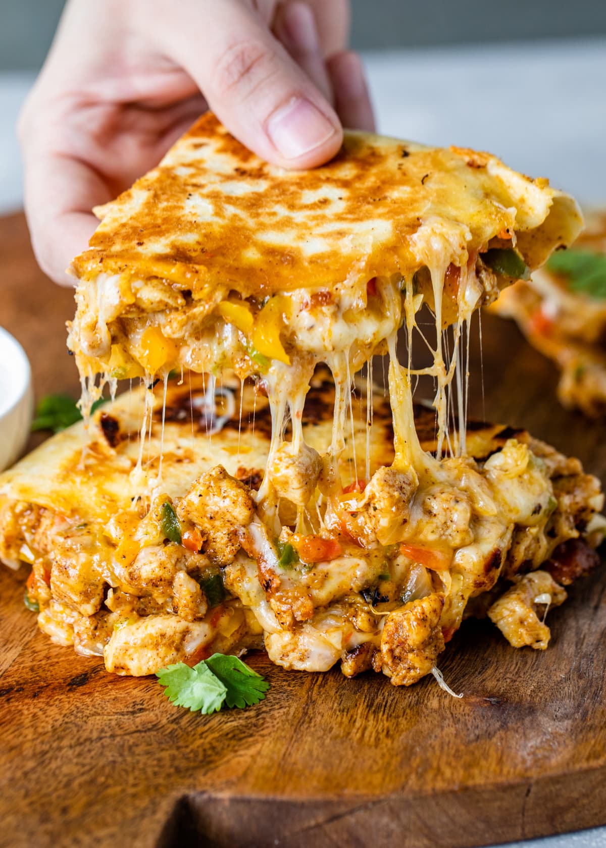 Chicken Quesadillas with Golden Flour Tortillas and Melty Cheese