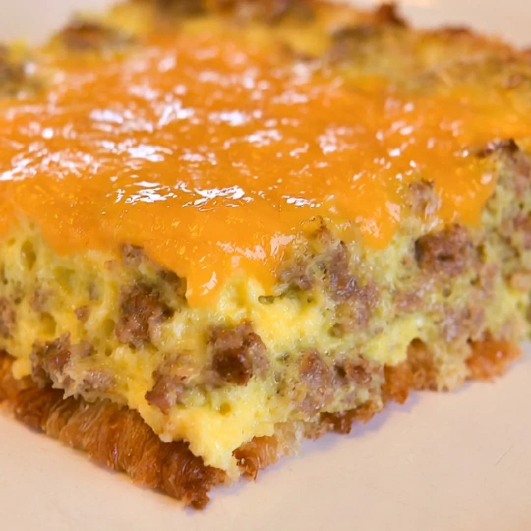 Warm and Cozy Breakfast Casserole with Sausage and Cheddar Cheese