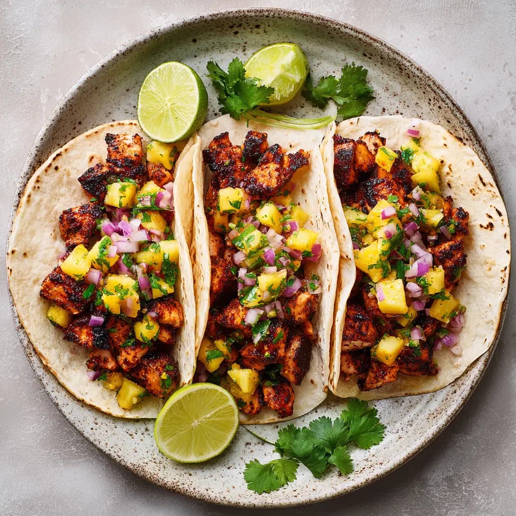 Pineapple Chicken Tacos with Charred Glaze