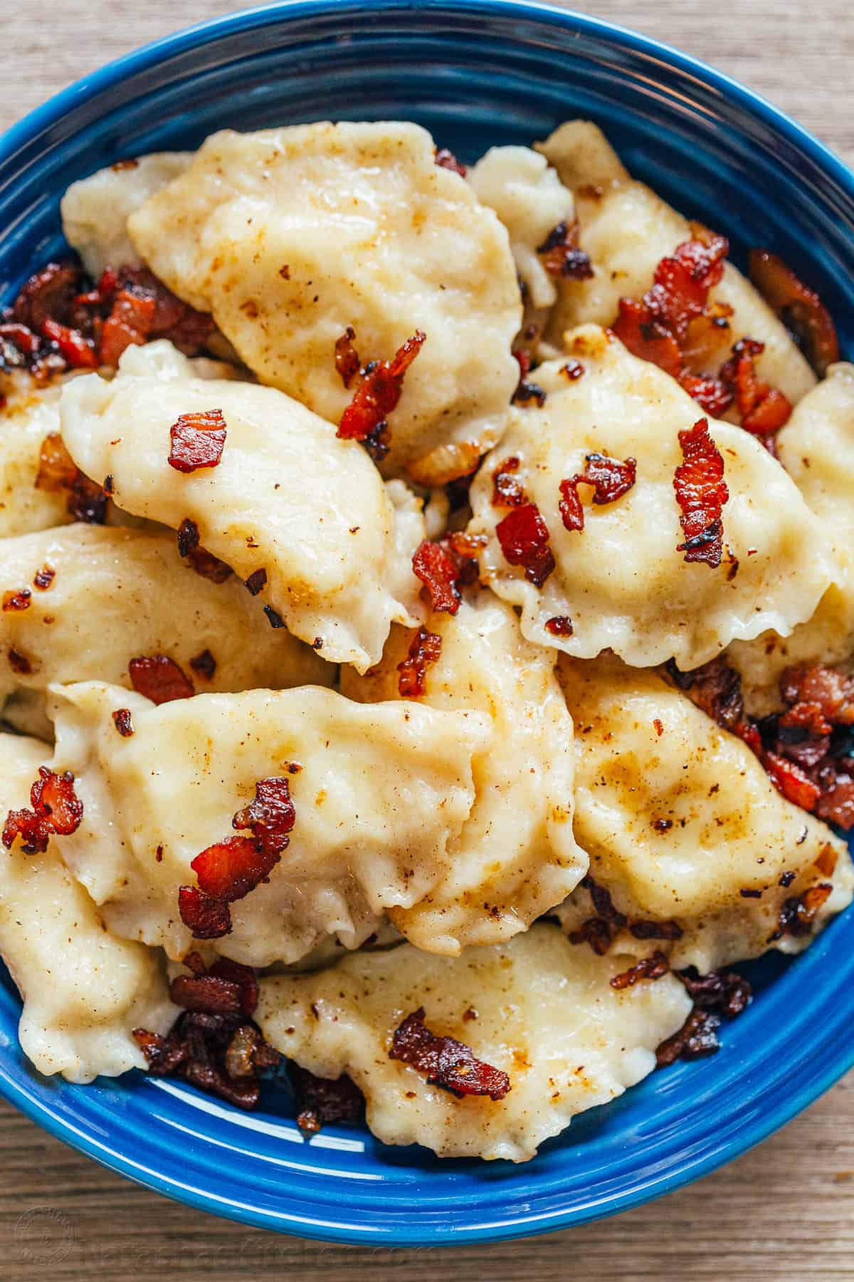 Homemade Potato Cheese Pierogi With Crisp Bacon Butter