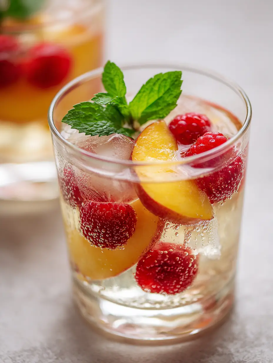 Peach Moscato Sangria with Raspberries and Mint