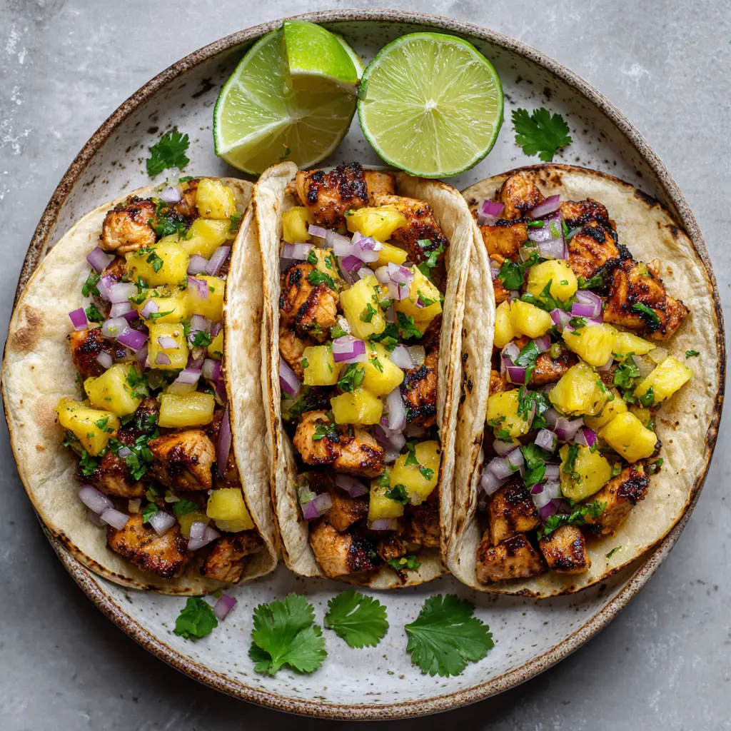Pineapple Chicken Tacos with Charred Glaze