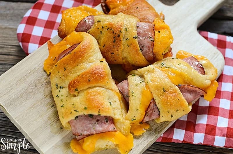 Ham and Cheddar Crescent Roll-Ups with Golden Garlic-Parsley Tops