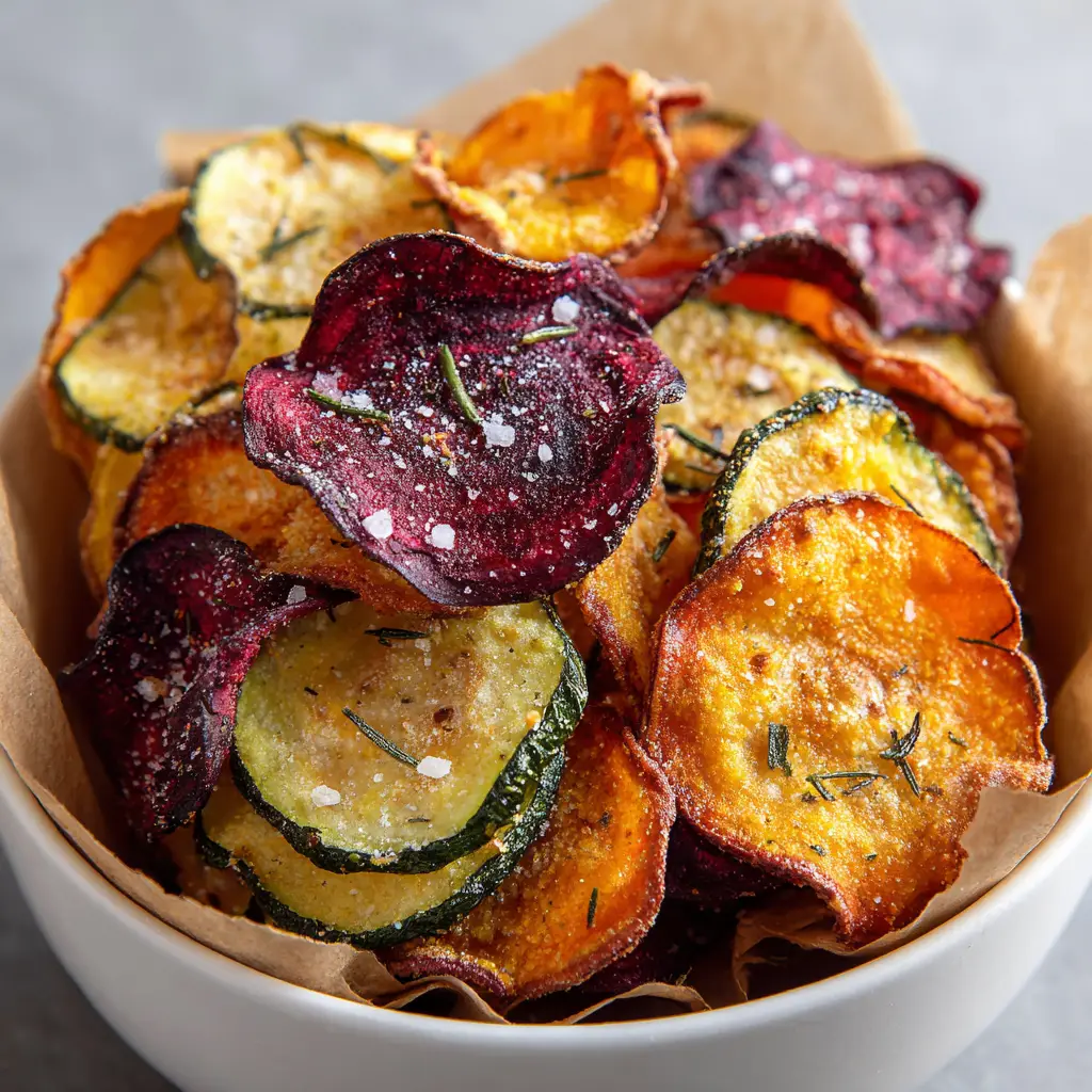 Homemade Air Fryer Veggie Chips with Rosemary and Sea Salt