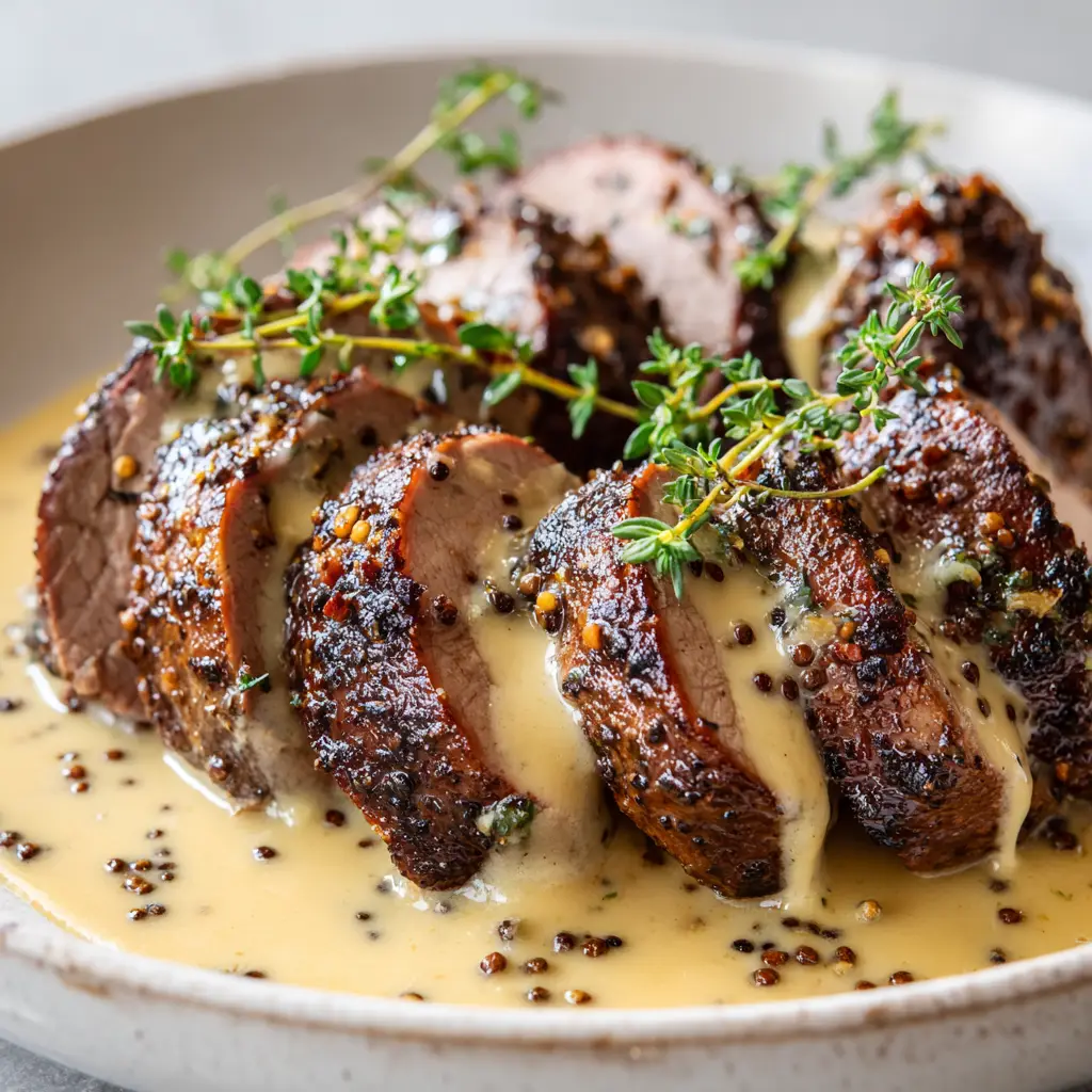 Pan-Seared Pork Tenderloin with Dijon Cream Sauce