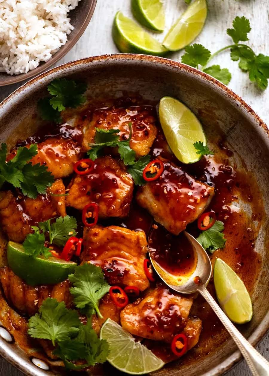 Chilli Lime Fish with Syrupy Spicy Lime Sauce