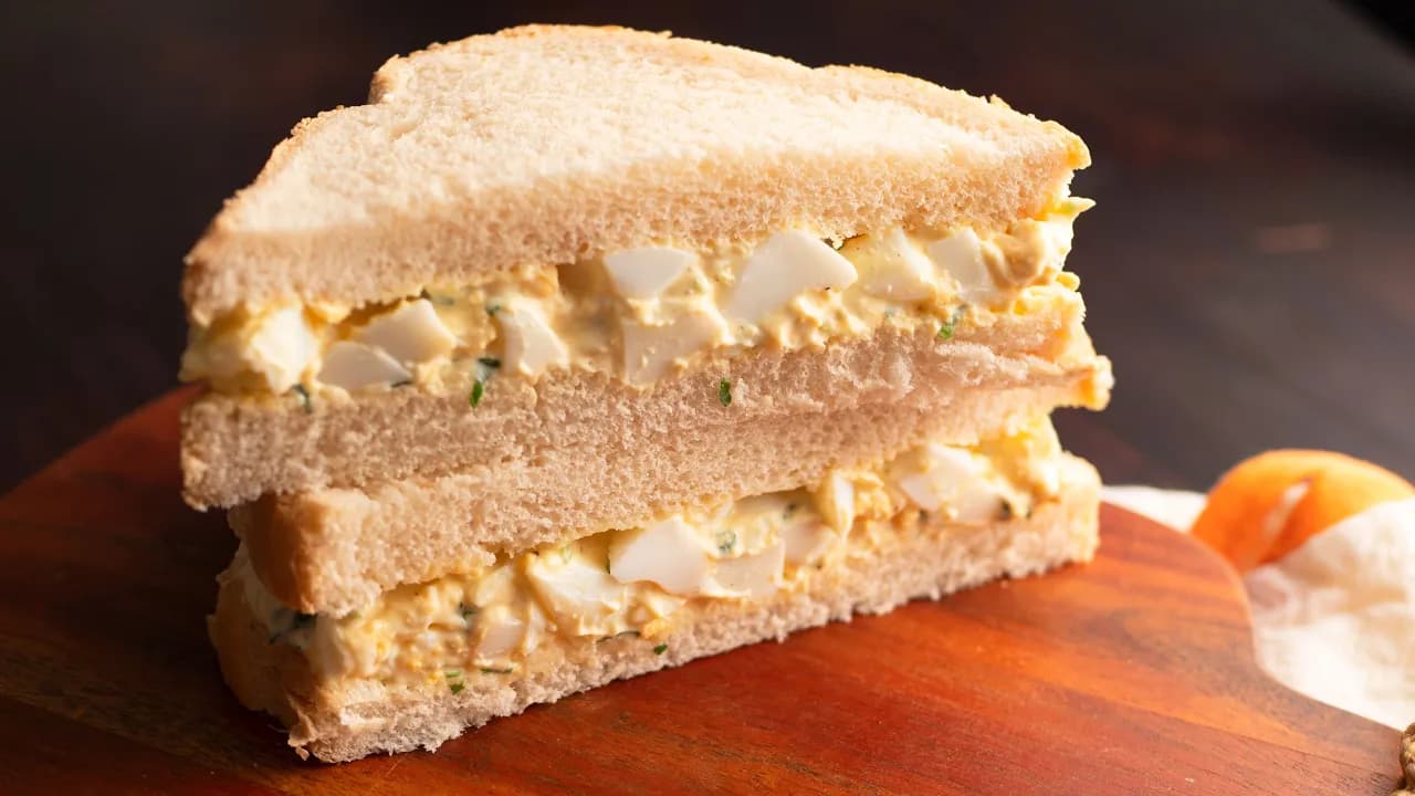 Egg Mayo Sandwich with Creamy Yolk Filling and Coriander